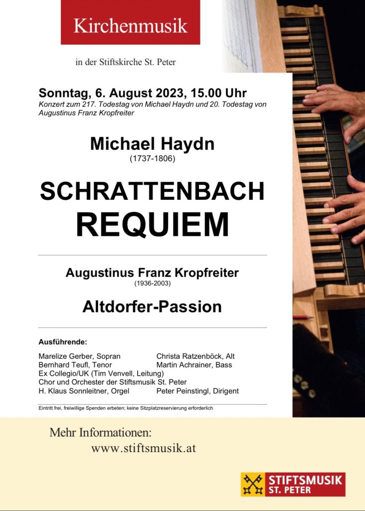 Poster for Schrattenbach Requiem, Ex Collegio with St Peter Stiftsmusik, Salzberg, 2023